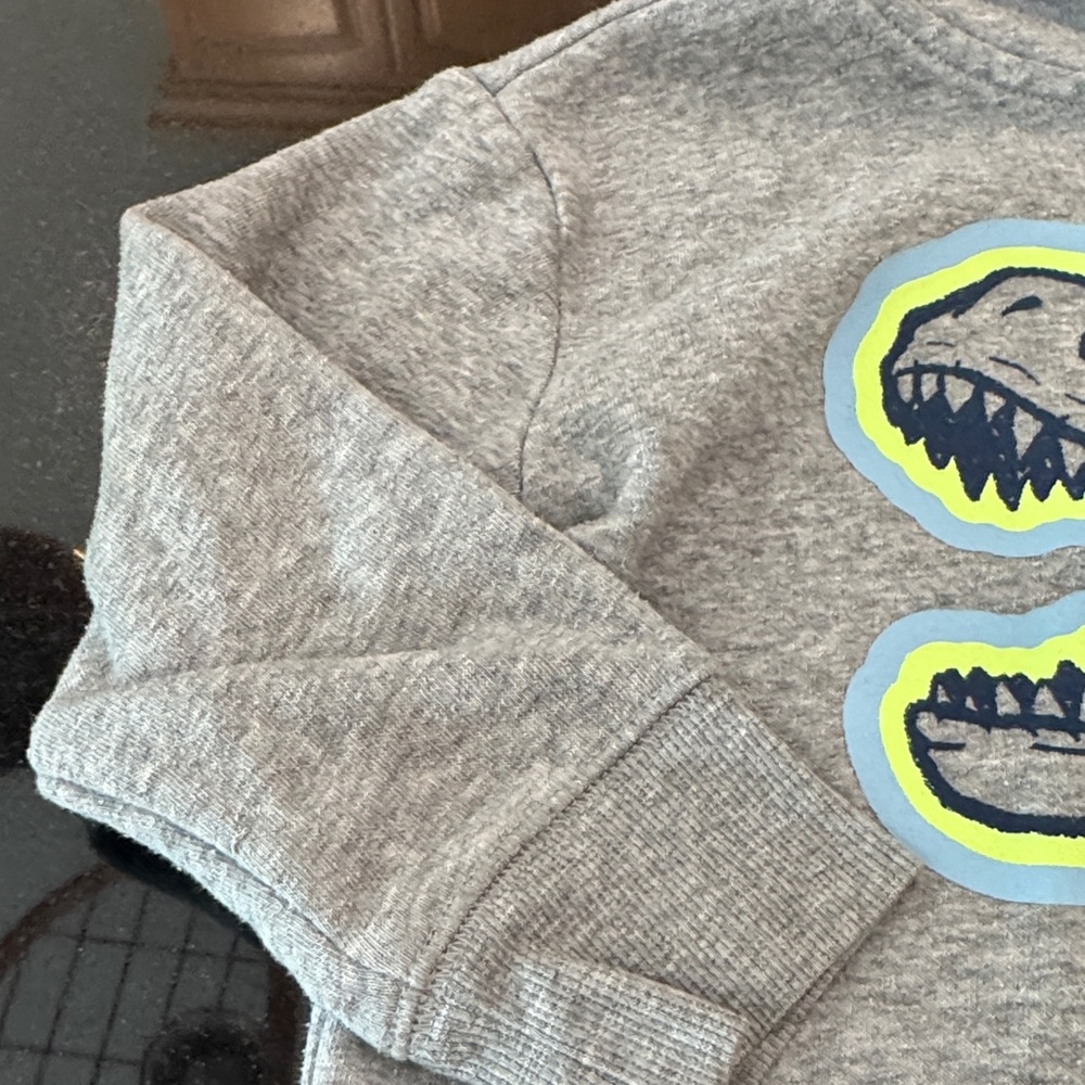 Gray Dinosaur fleece Hoodie for Kids - Picture 3 of 8